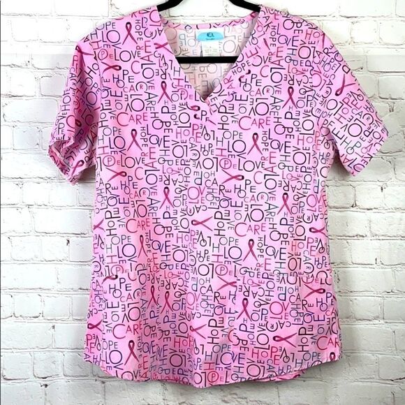 SB Scrubs. Pink Breast Cancer Scrub top. Small - Picture 1 of 4